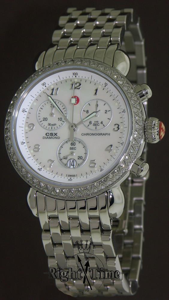 Michele Csx Diamond Bezel Chronograph mw03m01a1025 Pre Owned