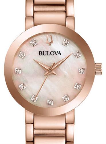 Gold Tone Mop Dial W/ Diamonds 97p132 - Bulova Classic wrist watch