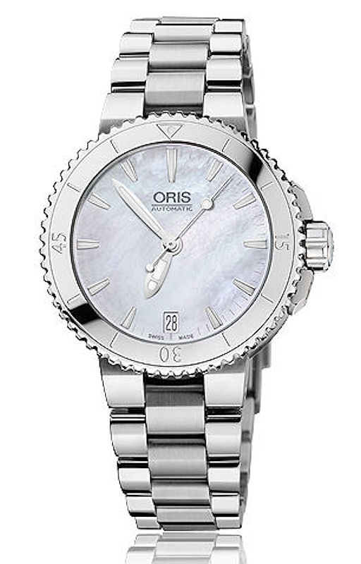 Aquis Date White Mop Dial 0173376524151 0781801p Oris Ladies