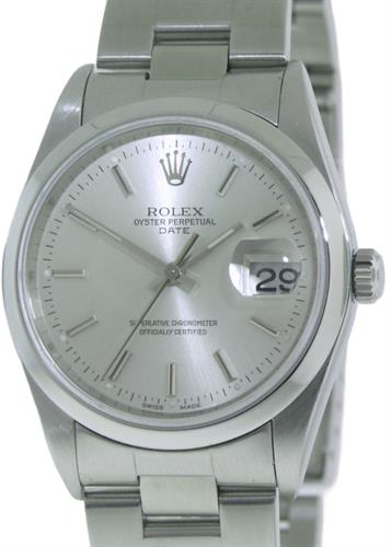 Rolex Silver Oyster Perpetual Date 15200 - Pre-Owned Mens Watches