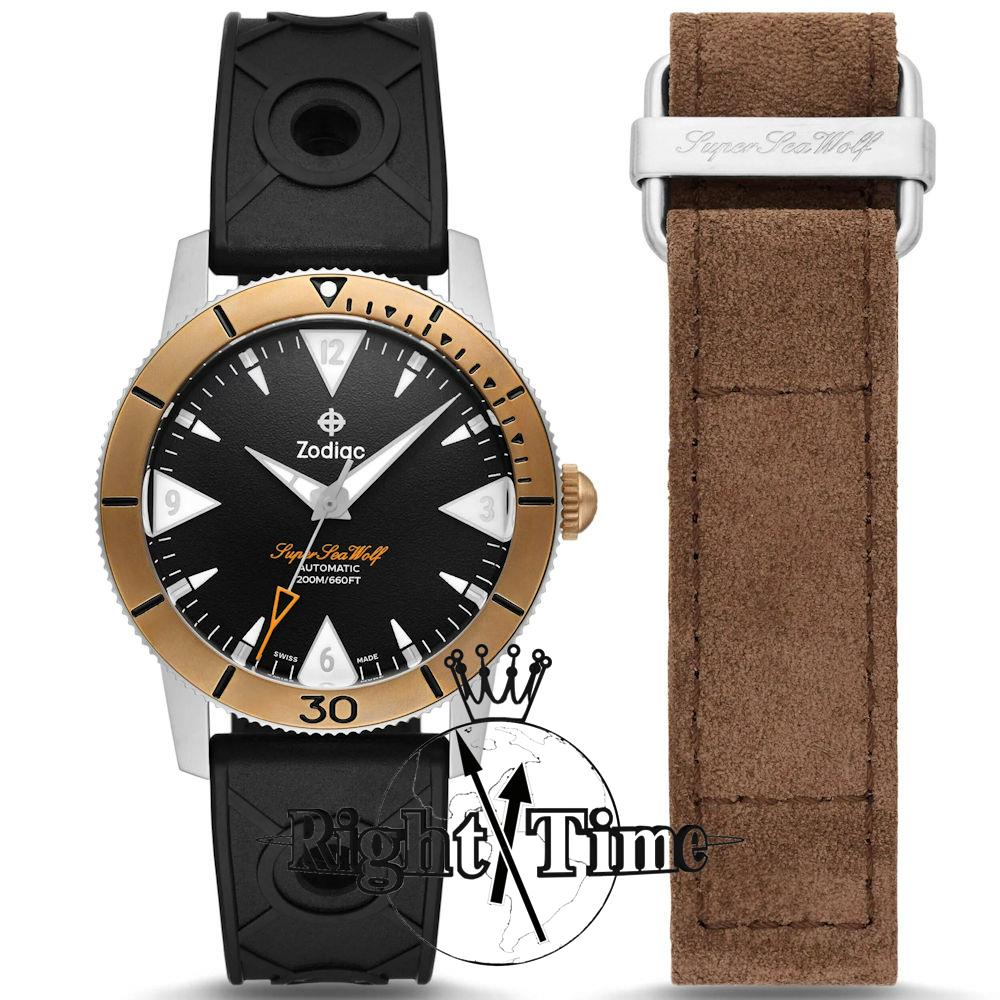 zo9216 Wolf Core - watch Automatic Sea Black Skin Bronze Super wrist 53 Zodiac